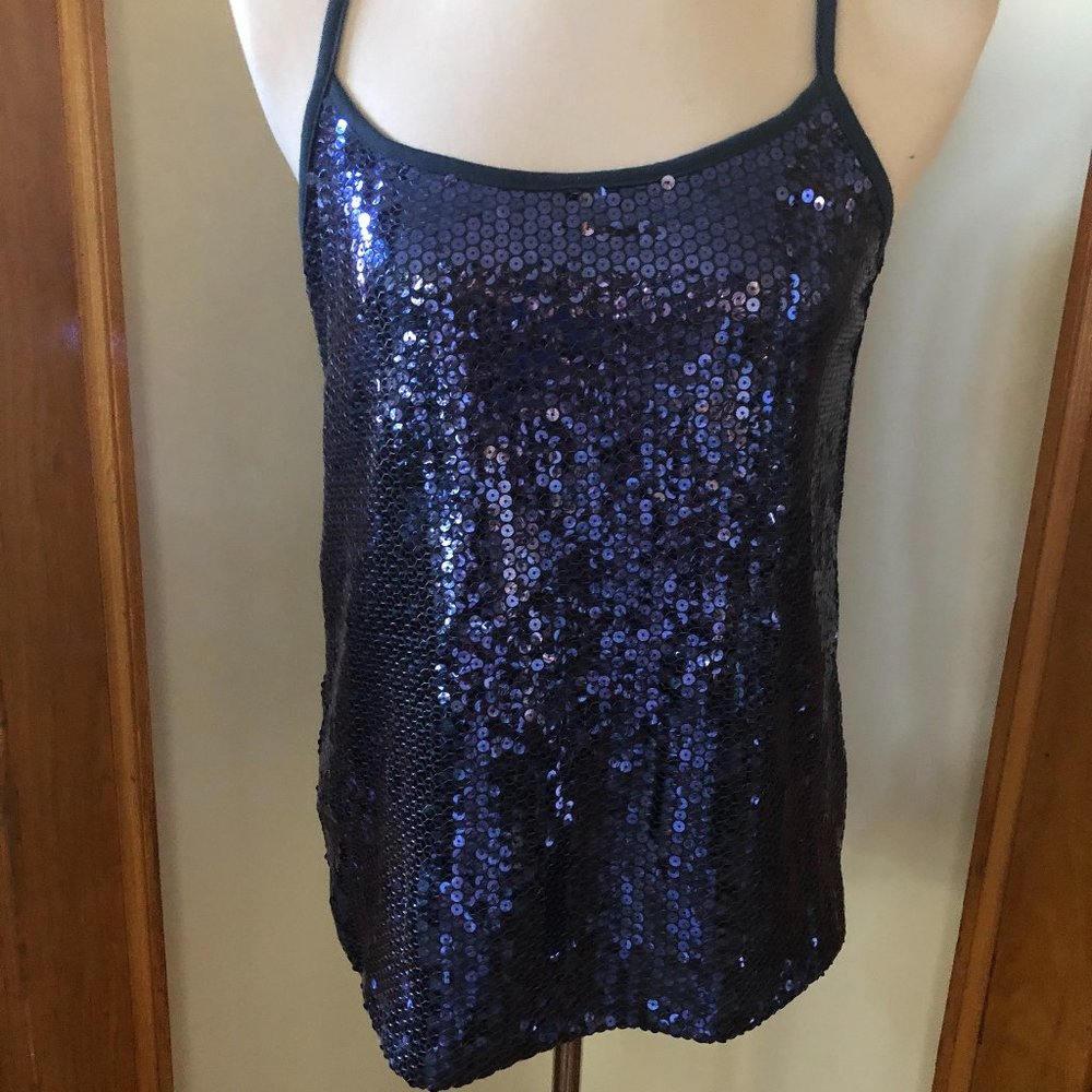 “Lily White” Evening Sequin Scoop Top with Racerback, New w/o Tags